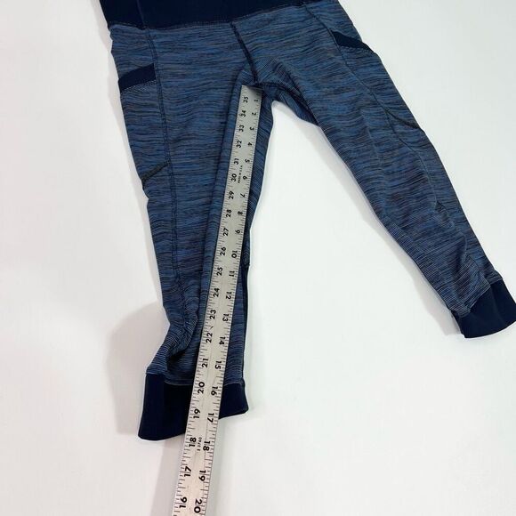 Lululemon Leggings Run For Fun Cropped Women 6 Wee Space Stripe Inkwell Blue - Picture 3 of 9